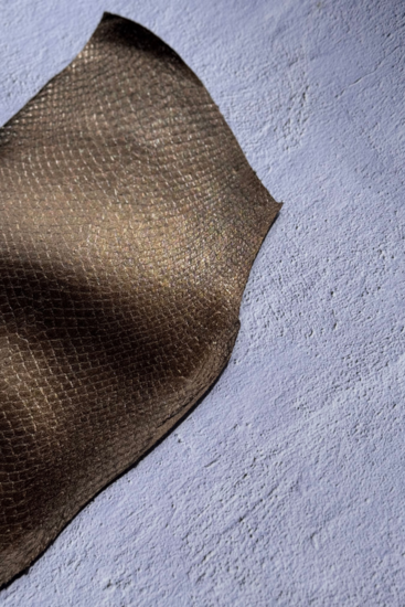 Fish leather bronze metallic
